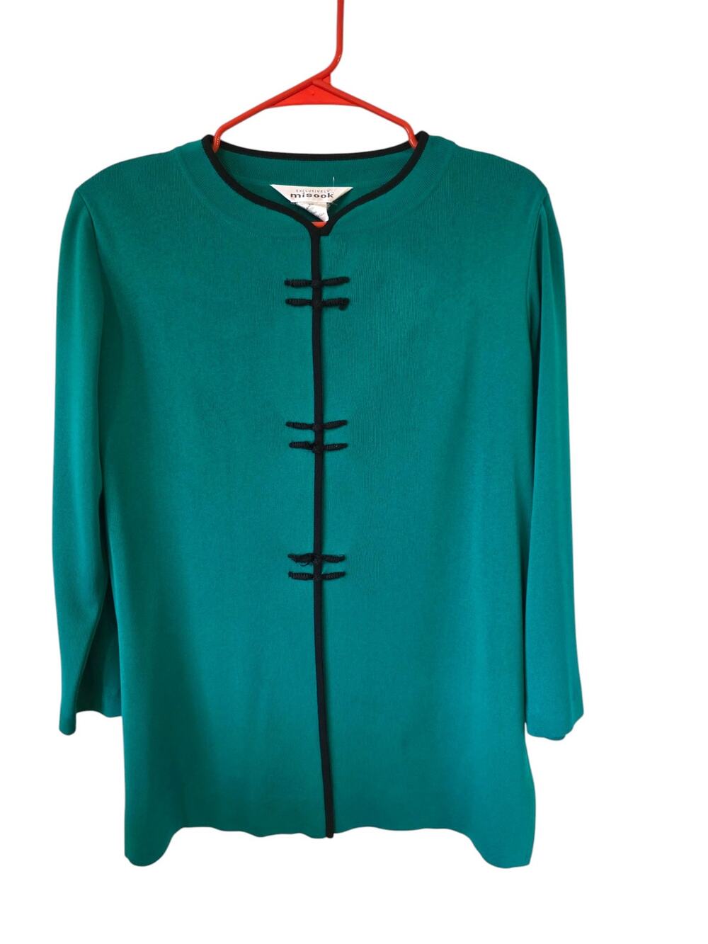 Exclusively Misook Womens Long Sleeve Blouse Size XS Green career